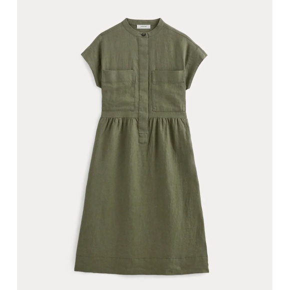 NWT Everlane The Craft Dress in Linen Women’s Large Olive Midi Relaxed Fit - Picture 3 of 10